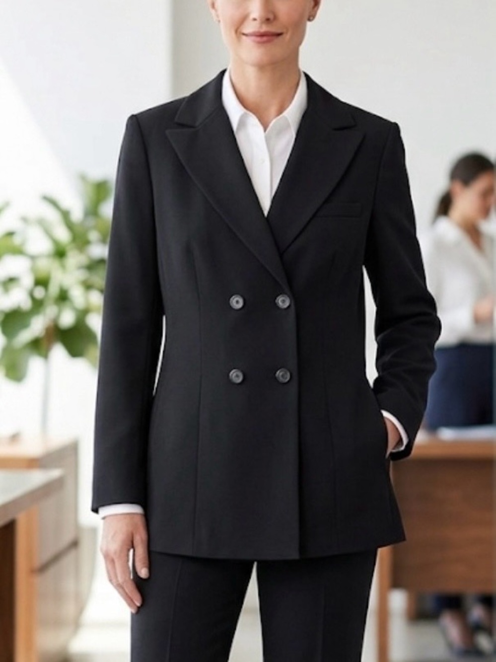 Worthington Double Breasted Suit Jacket 10 Black